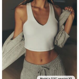 ALO Yoga White V-Neck ribbed tank top